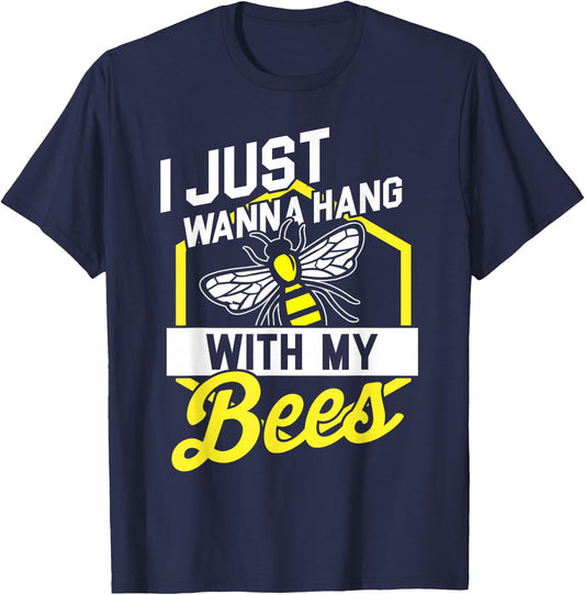 Hang with my Bees - Beekeeper & Beekeeping Gift T-Shirt - T-Shirt | Navy