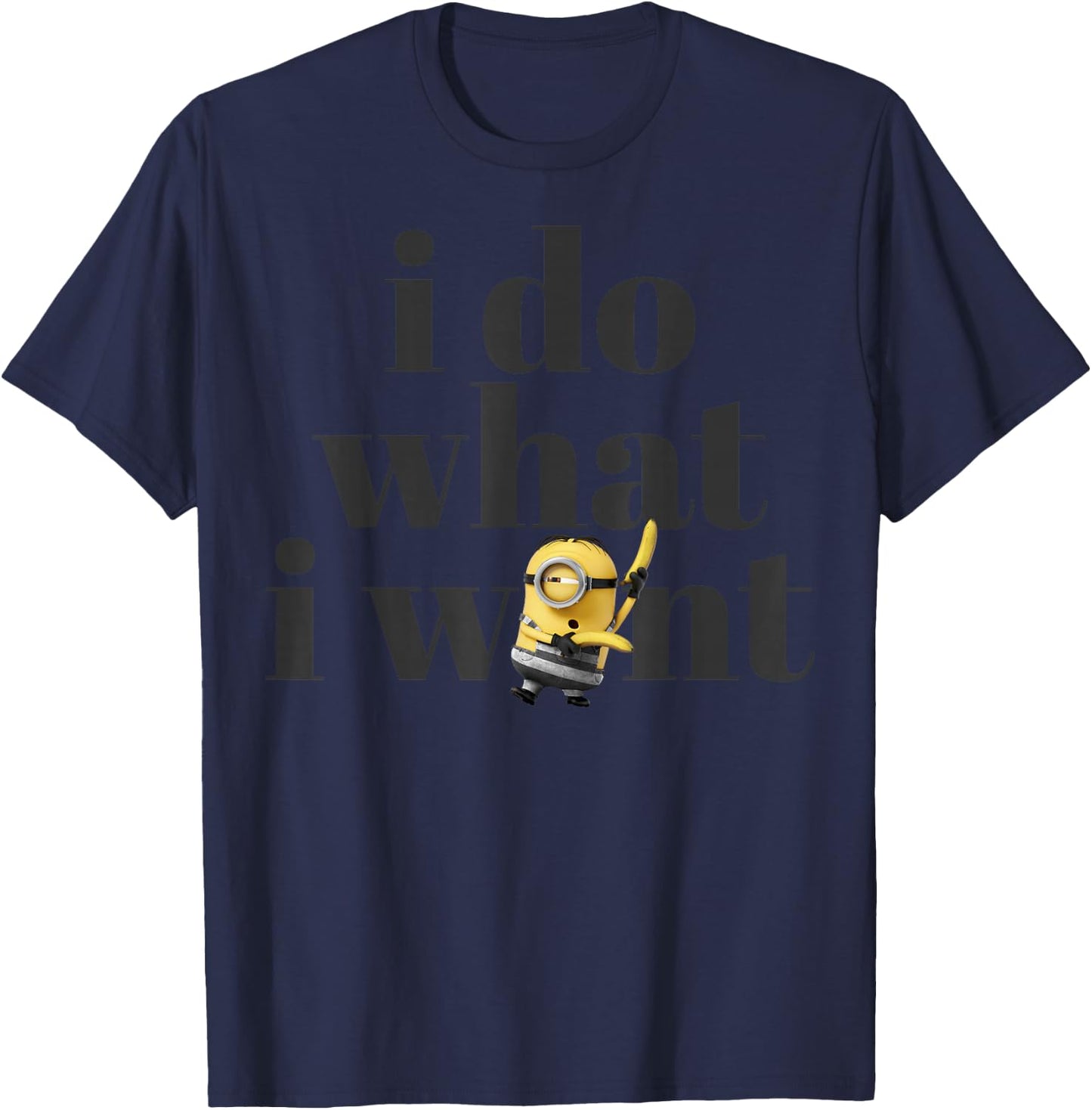 Despicable Me Minions Stuart Do What I Want Graphic T-Shirt - T-Shirt | Navy