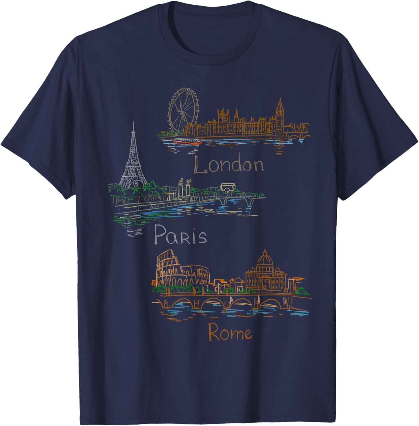 London Paris Rome Shirt T-Shirt - T-Shirt | Navy