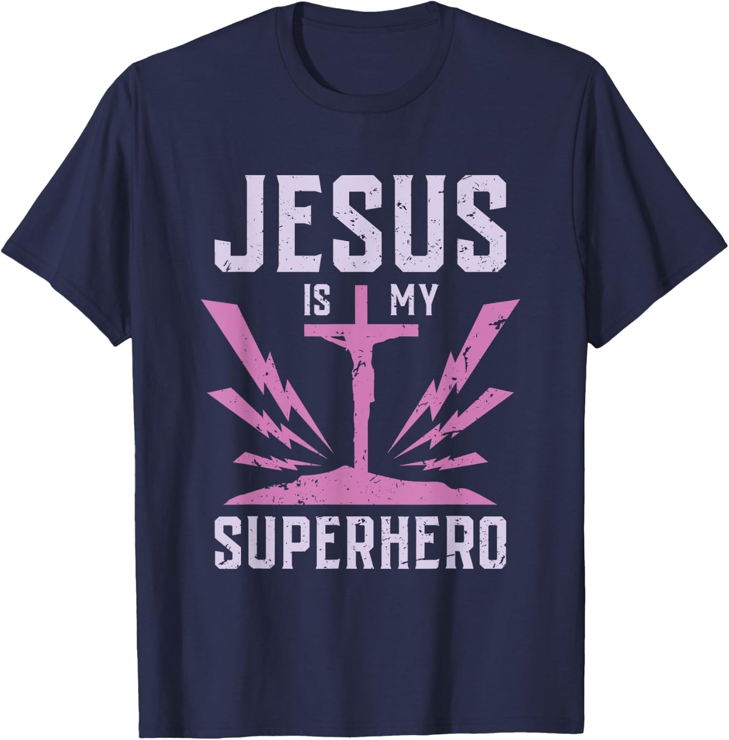 JESUS is my SUPERHERO Funny Jesus T-Shirt - T-Shirt | Navy
