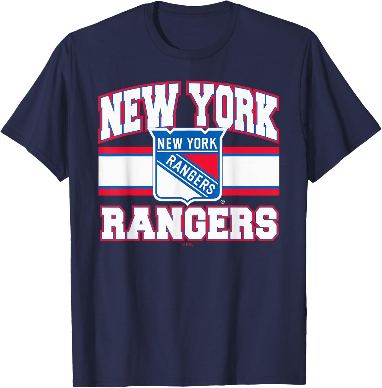 New York Rangers Stripe Black Officially Licensed T-Shirt - T-Shirt | Navy