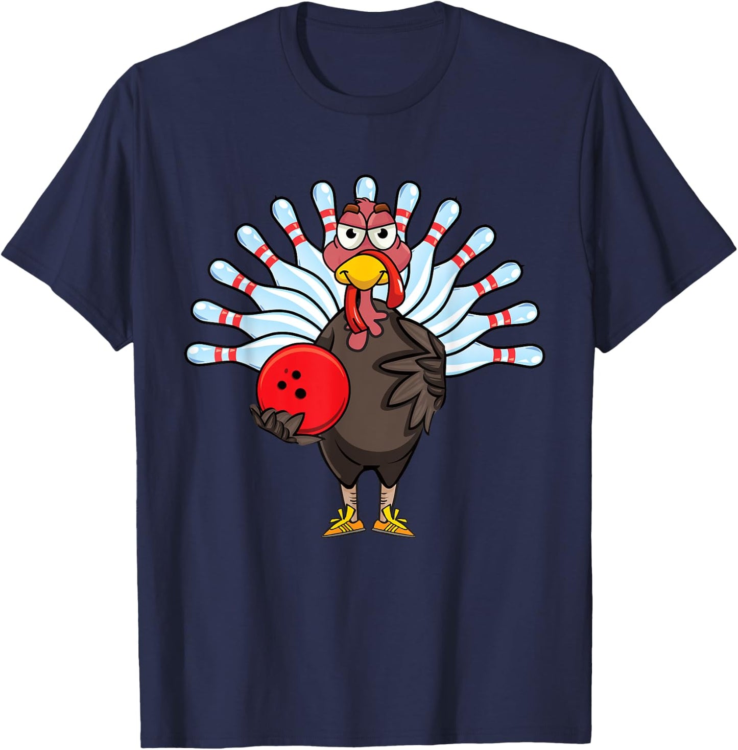 Thanksgiving Turkey Bowling Pin Matching Team Gift T-Shirt - T-Shirt | Navy