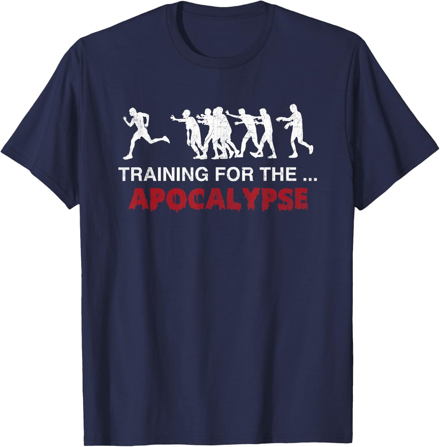 Runners Zombie Marathon Halloween -Adults Black Short Sleeve Zombie-Themed Running Small T-Shirt - T-Shirt | Navy