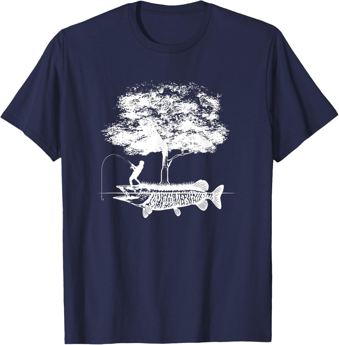 Musky Fish Artistic Boys Love Muskie Fishing Gift T-Shirt - T-Shirt | Navy