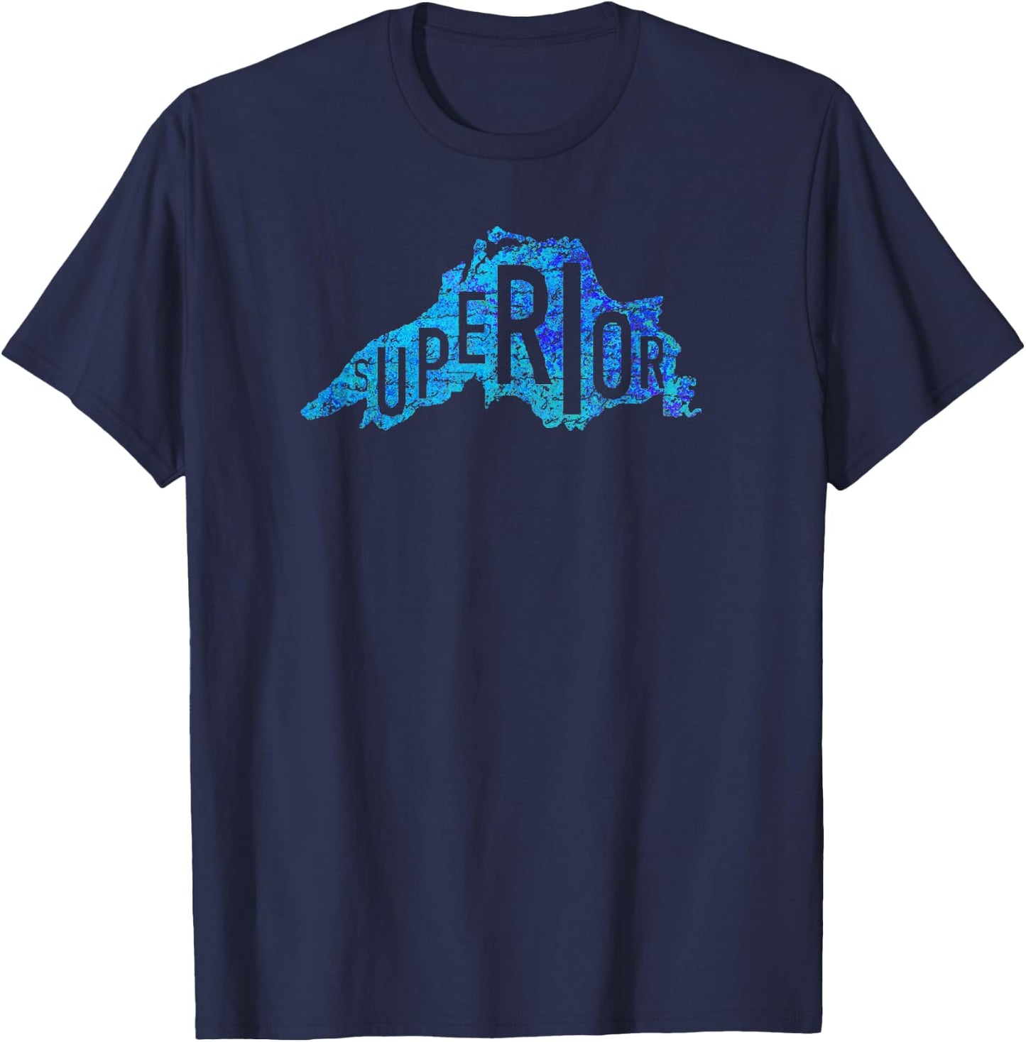 Distressed Great Lakes Lake Superior T-Shirt - T-Shirt | Navy