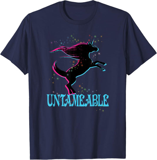 Retro Unicorn Untameable Shirt 80's Free Freedom Wild Spirit T-Shirt - T-Shirt | Navy