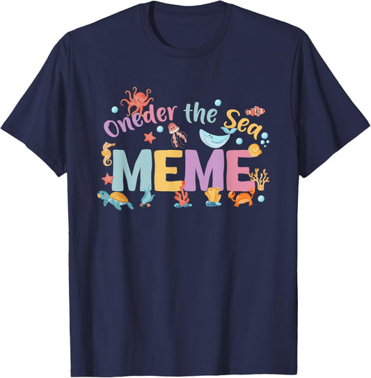 Under Sea Meme Birthday Girl Boy Matching Family Party T-Shirt - T-Shirt | Navy