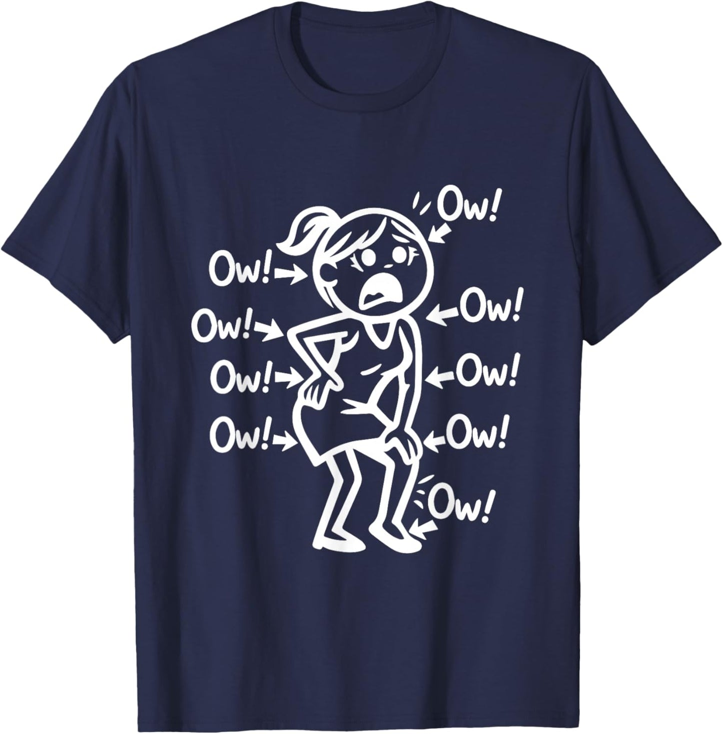 Humorous Chronic Pain Awareness Women ow ow ow T-Shirt - T-Shirt | Navy