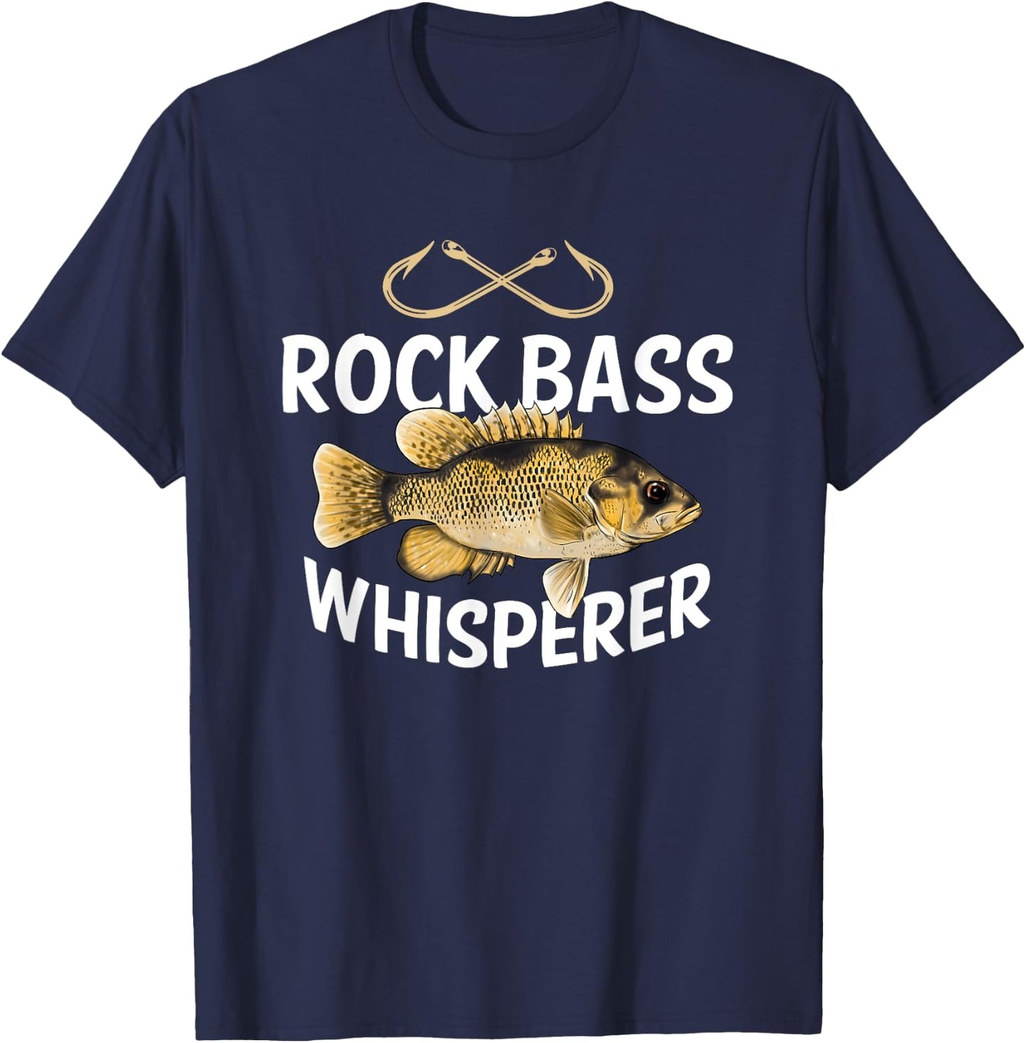 Funny Rock Bass Fishing Freshwater Fish Graphic T-Shirt - T-Shirt | Navy