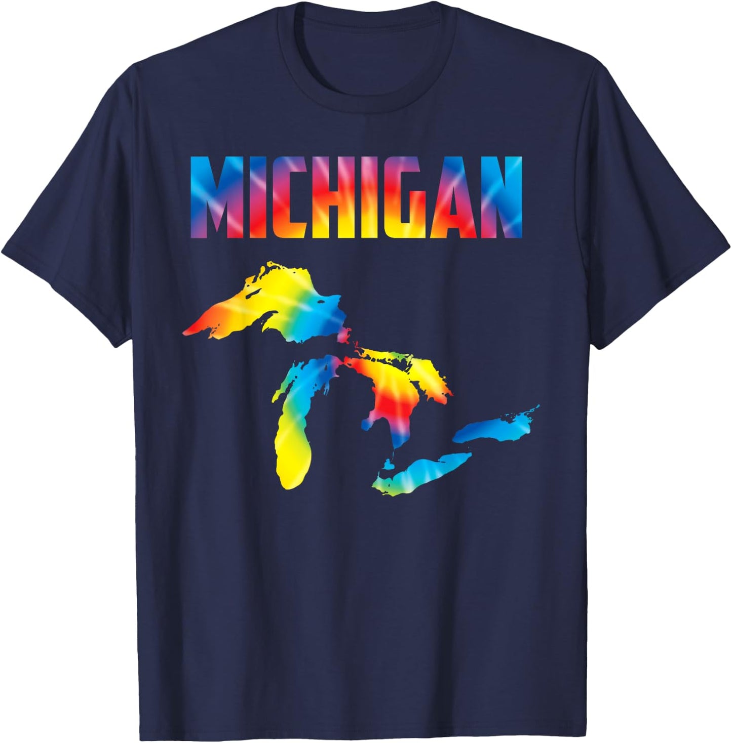 The Great Lakes Largest Water Retro Color Michigan MI Pride T-Shirt - T-Shirt | Navy