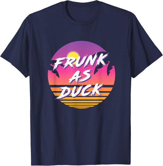 Frunk as Duck, Beer Drinking Drunk Party 1980s Colorful Rad T-Shirt - T-Shirt | Navy