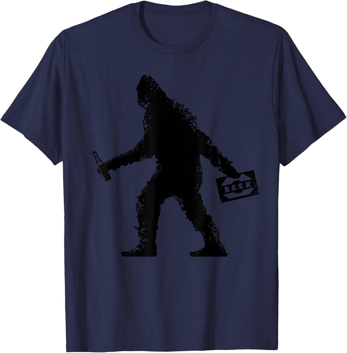 Funny Bigfoot Beer Design: Drinking With Sasquatch T-Shirt - T-Shirt | Navy