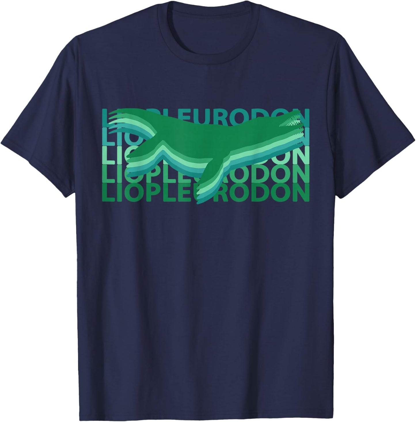 Liopleurodon Dinosaurs Vintage Repeat T-Shirt - T-Shirt | Navy