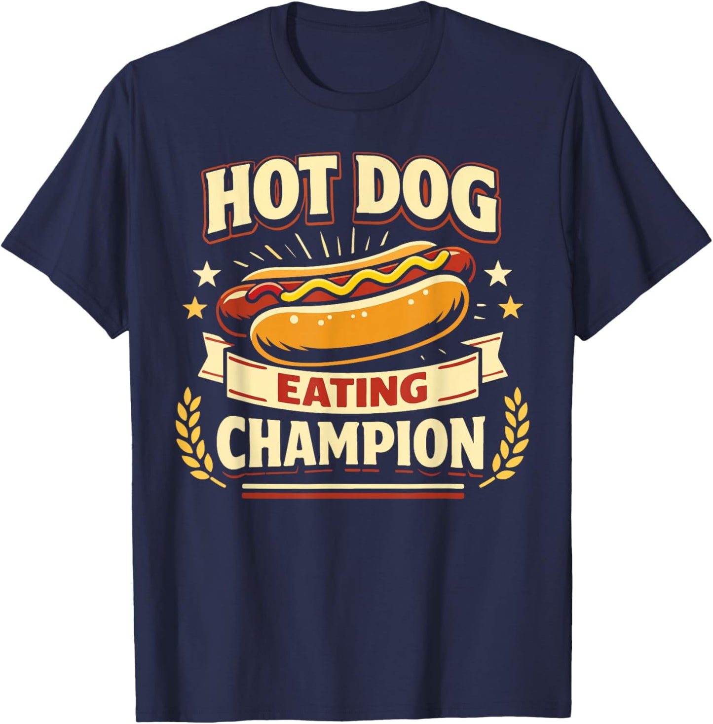 Hot Dog Adult Hot Dog Eating Champion T-Shirt - T-Shirt | Navy