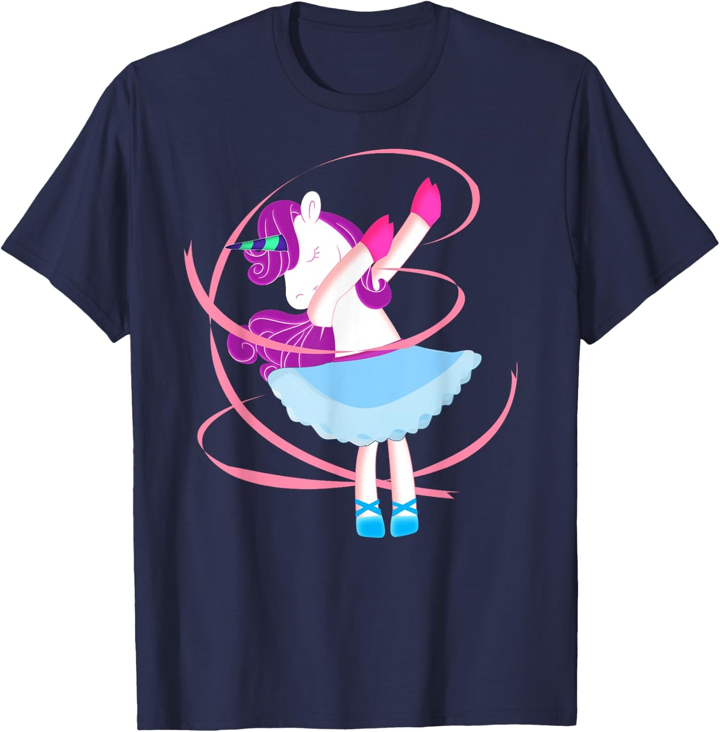 Dabbing Unicorn Shirt - Funny Unicorn Ballerina Dab T-Shirt - T-Shirt | Navy
