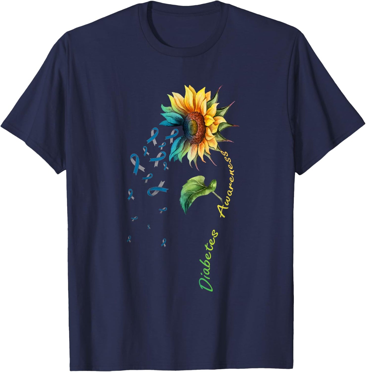 Diabetes Sunflower Shirt Type 1 Type 2 T-Shirt - T-Shirt | Navy