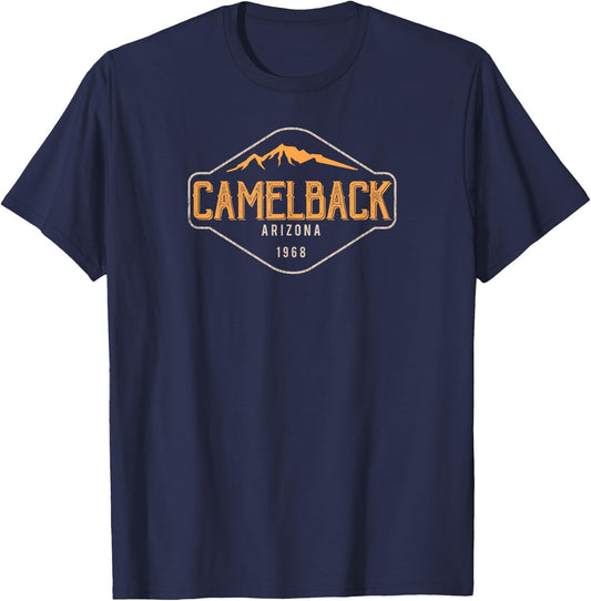 You Taag Camelback Mountain Arizona Hiking - Black, , Short Sleeve, Modern, Letter Print, -Adults, Small T-Shirt - T-Shirt | Navy