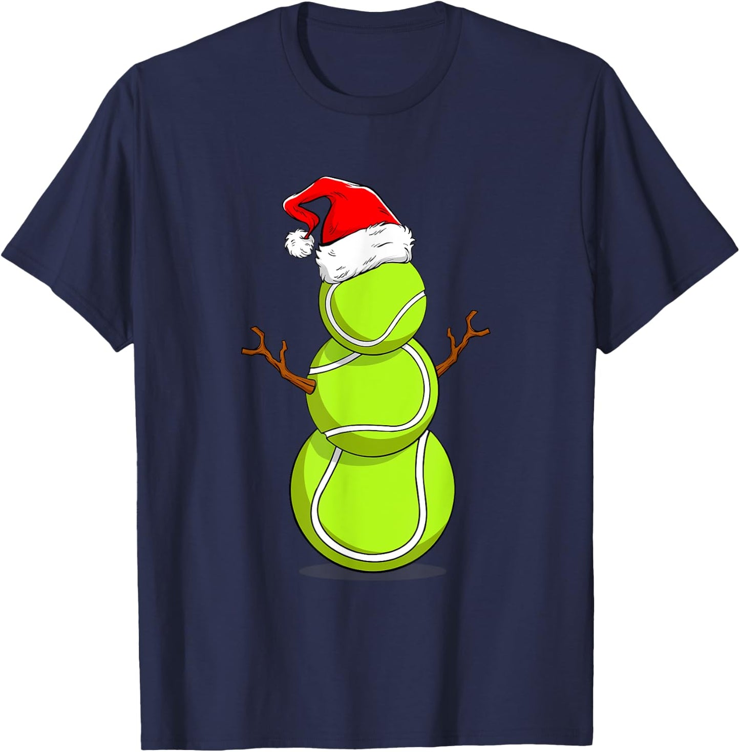Funny Tennis Player Gift Snowman Christmas T-Shirt - T-Shirt | Navy