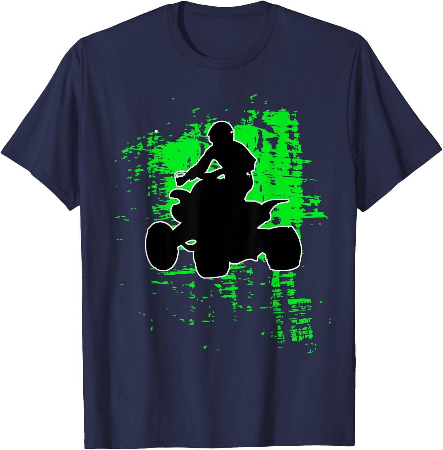 Green Splatter Quad Bike ATV Shirt Four Wheeler Brap T Shirt T-Shirt - T-Shirt | Navy