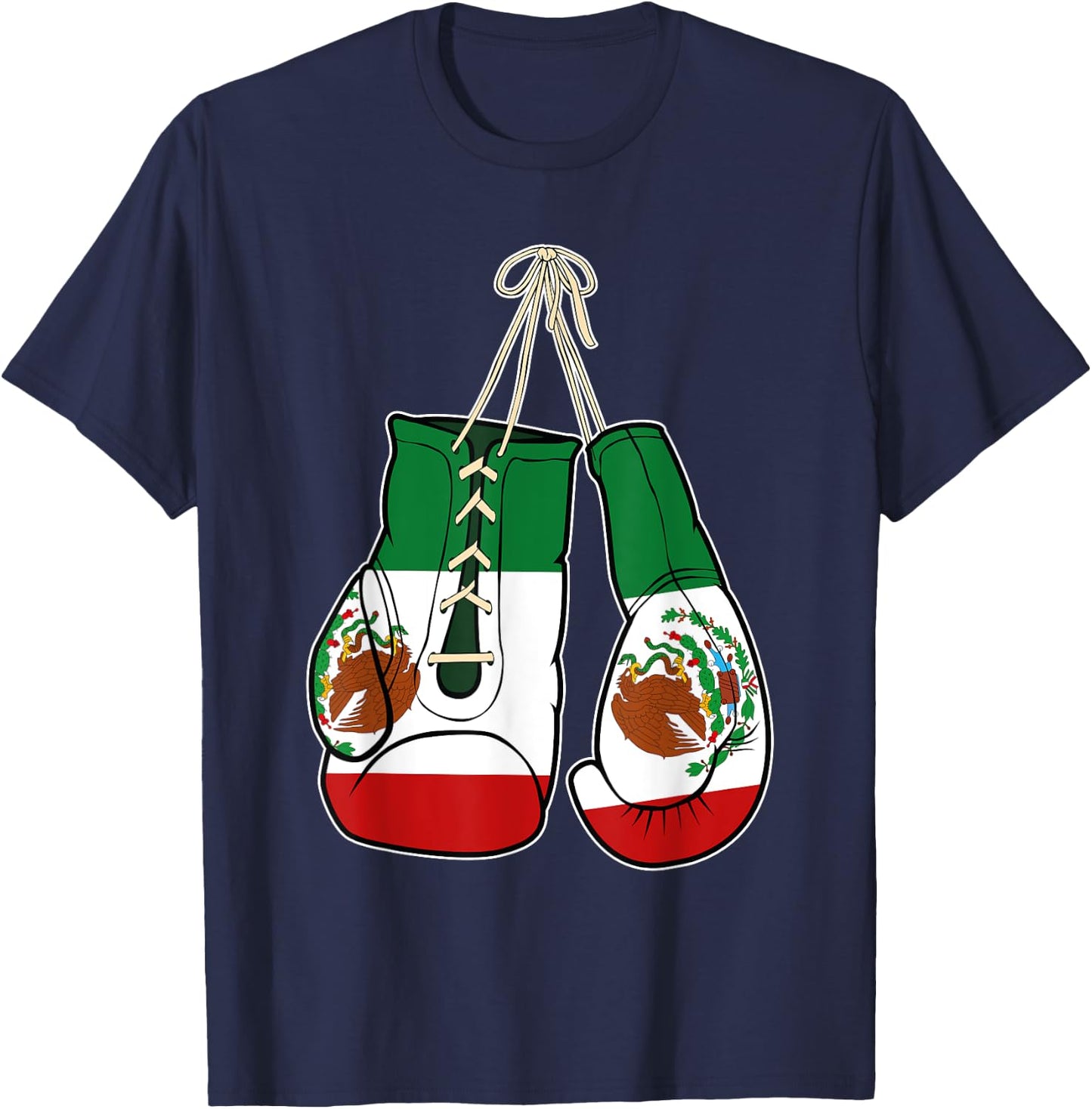 Boxing Gloves Mexico Flag Kickboxer Combat Fighter T-Shirt - T-Shirt | Navy