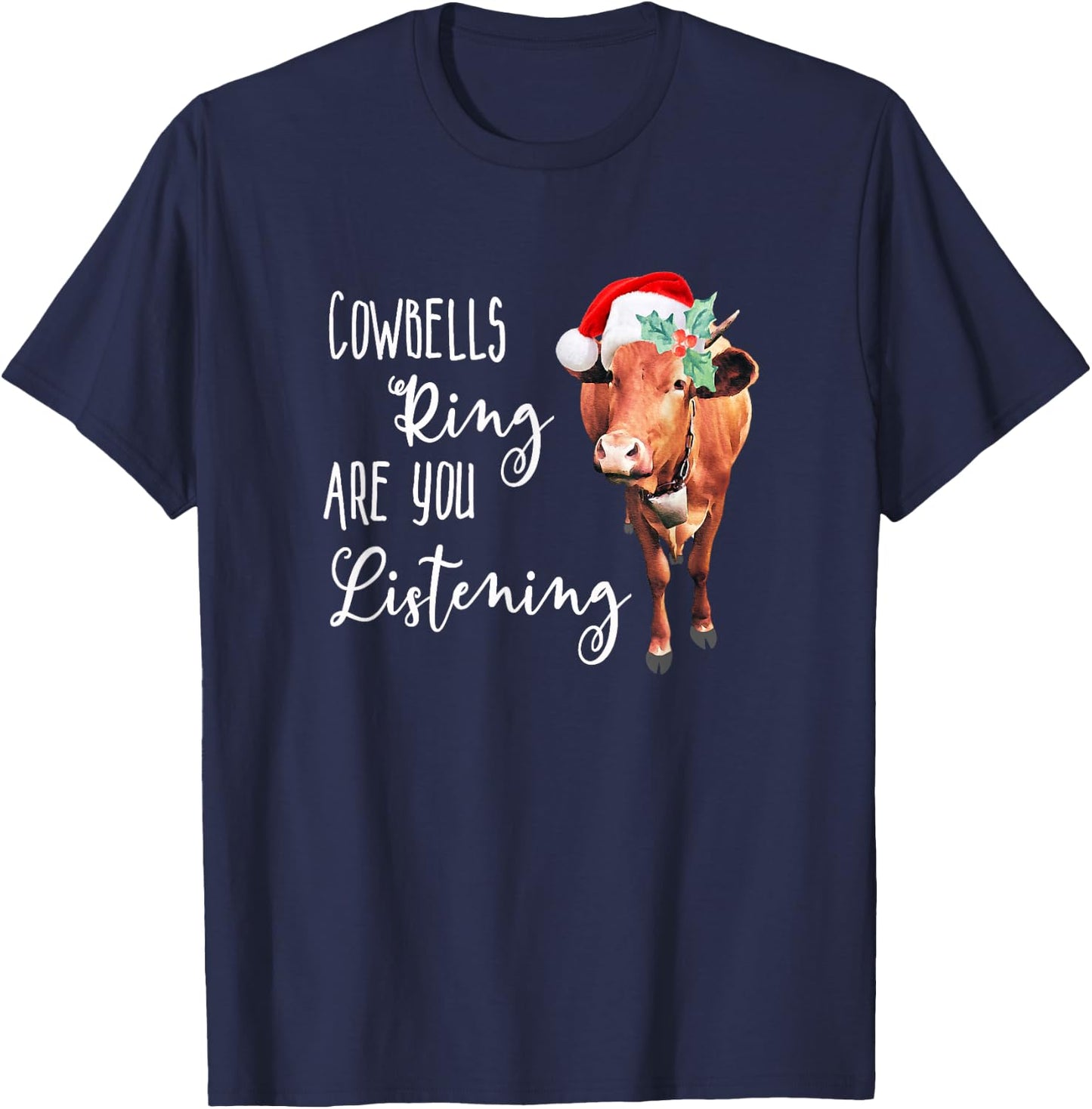 Christmas Heifer Cowbells Ring Vintage Country Gift T-Shirt - T-Shirt | Navy