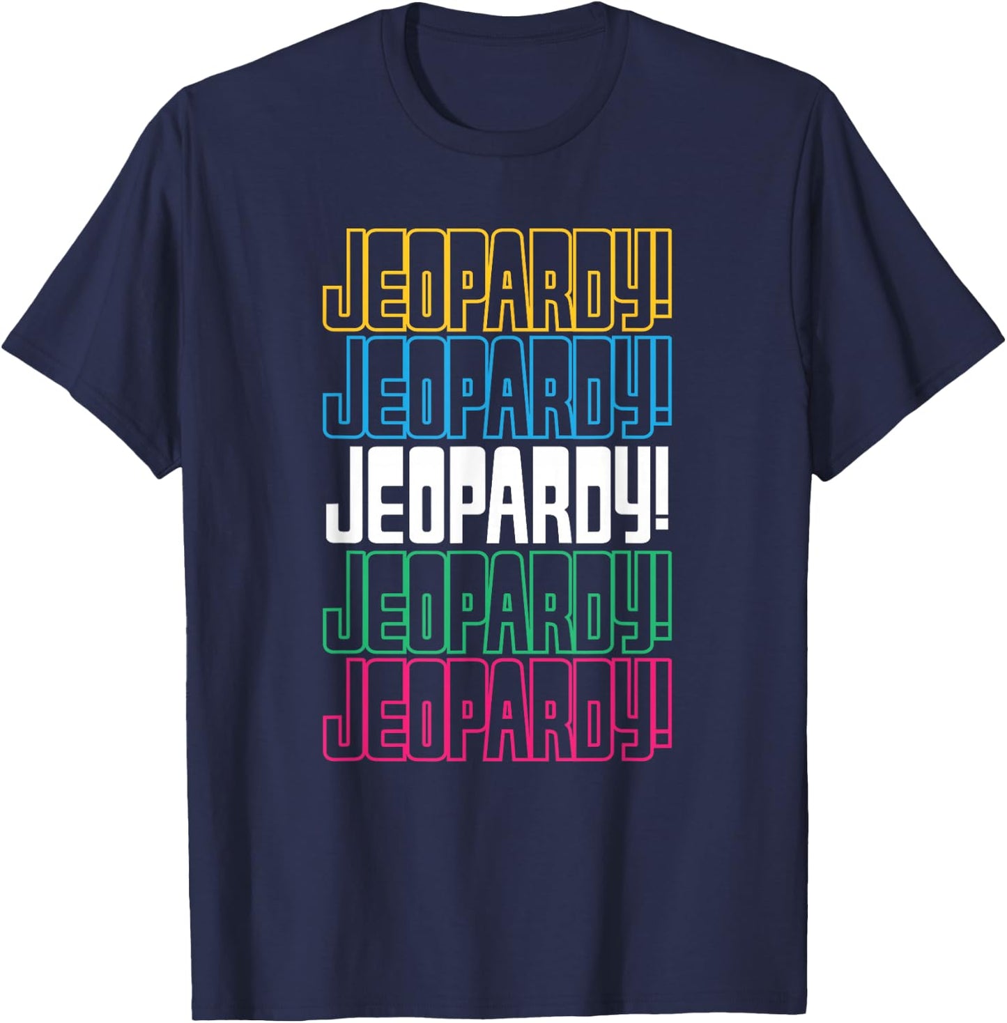 Jeopardy! Repeat Logo - -Adults, Black, Small, Short Sleeve, Themed Novelty T-Shirt - T-Shirt | Navy