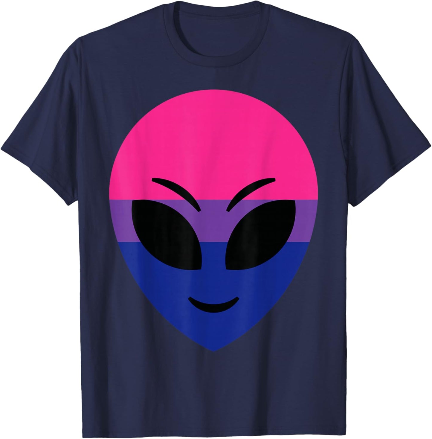 Funny Happy Alien Bisexual Pride Flag T-Shirt - T-Shirt | Navy