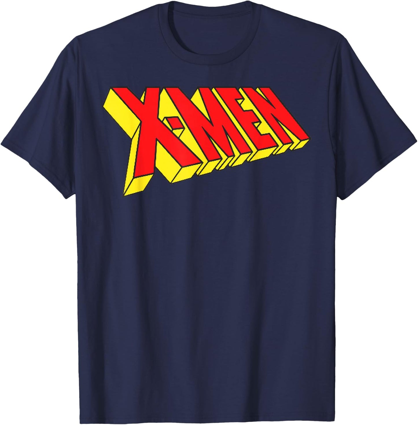 Marvel X-Men Original Red and Yellow Slanted Logo T-Shirt - T-Shirt | Navy