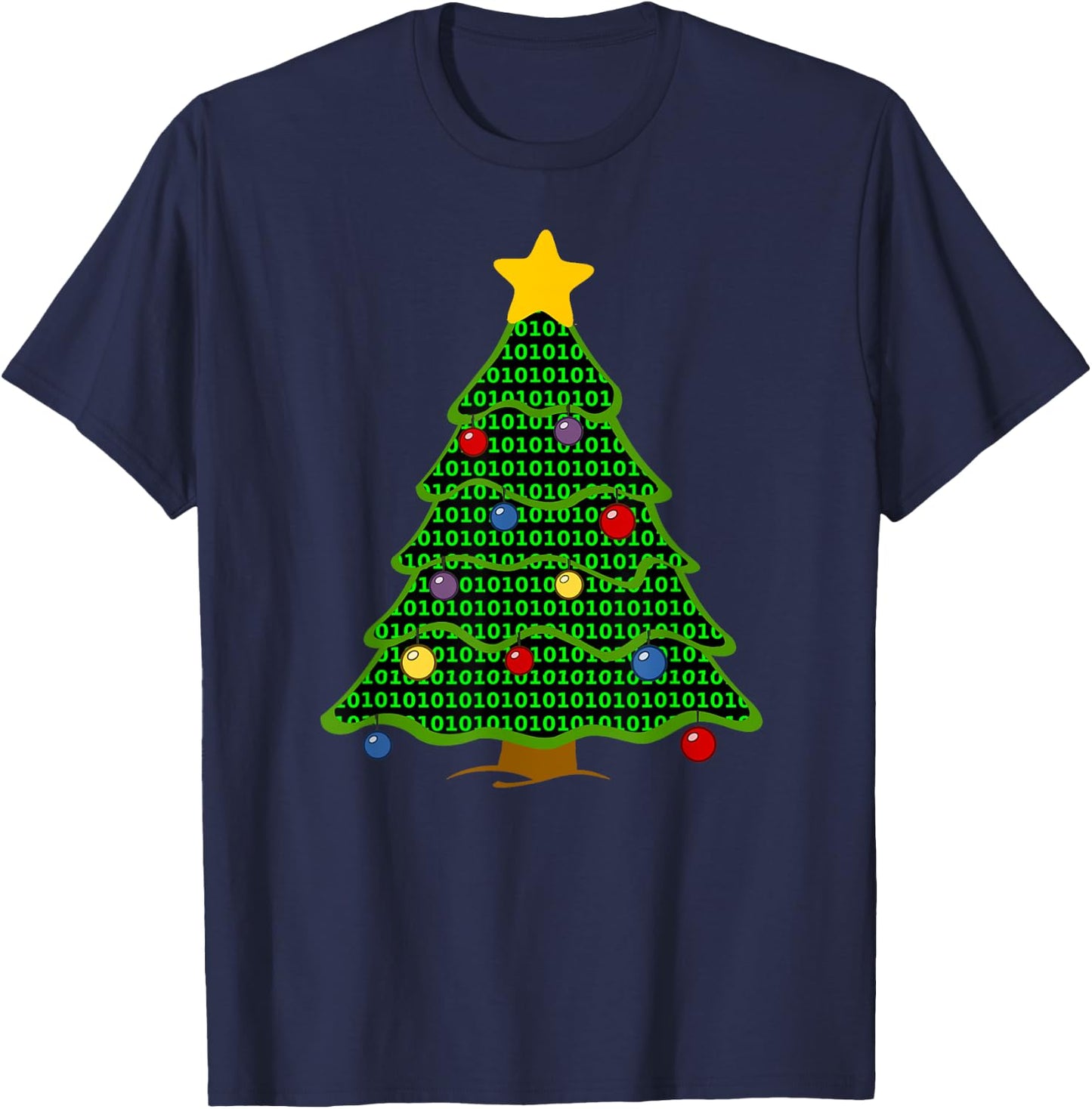 Nerdy Binary Code Christmas Tree computer geek gifts T-Shirt - T-Shirt | Navy