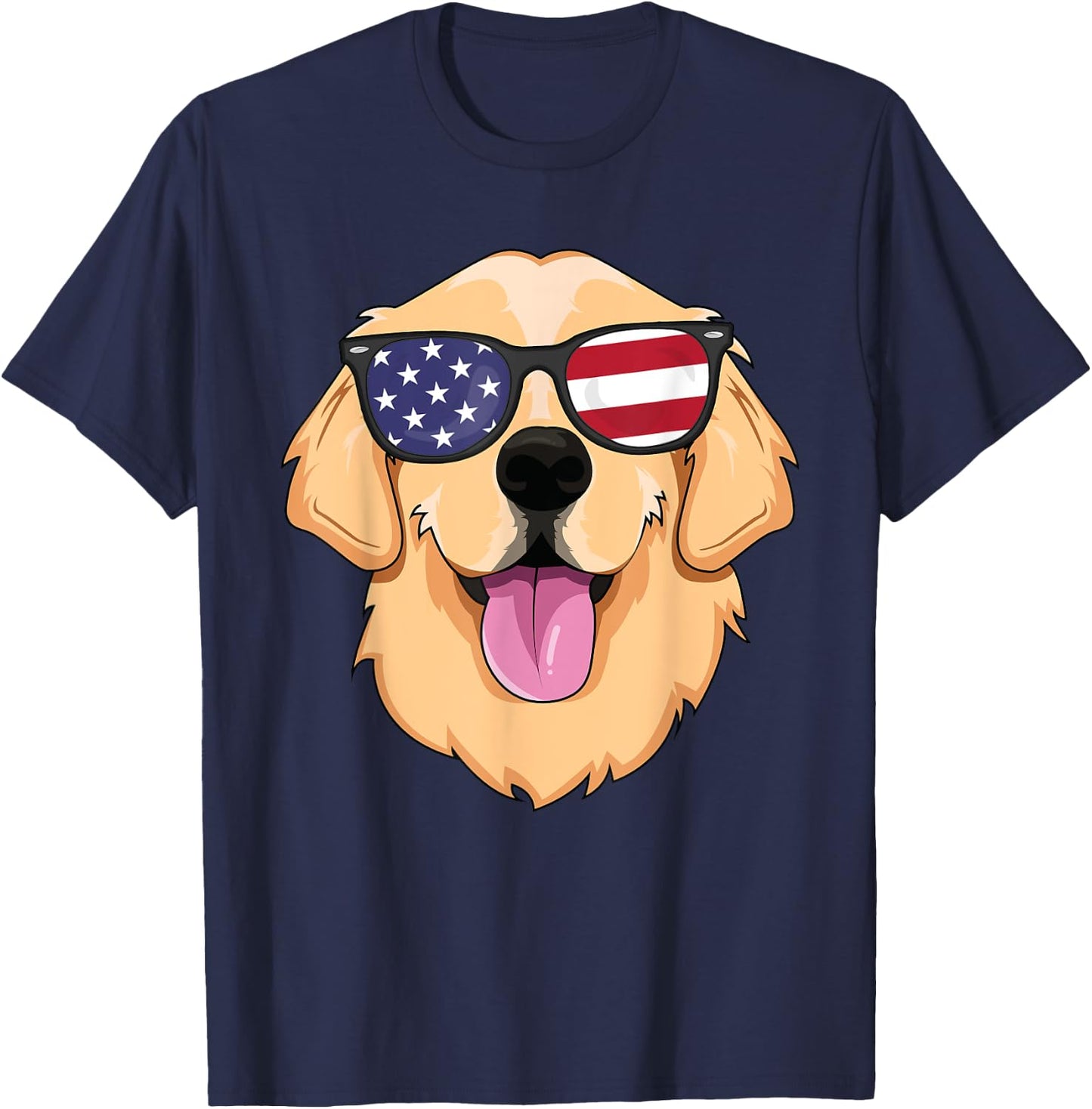 American Golden Retriever USA Dog Sunglasses Merica Lover Women Kids T-Shirt - T-Shirt | Navy