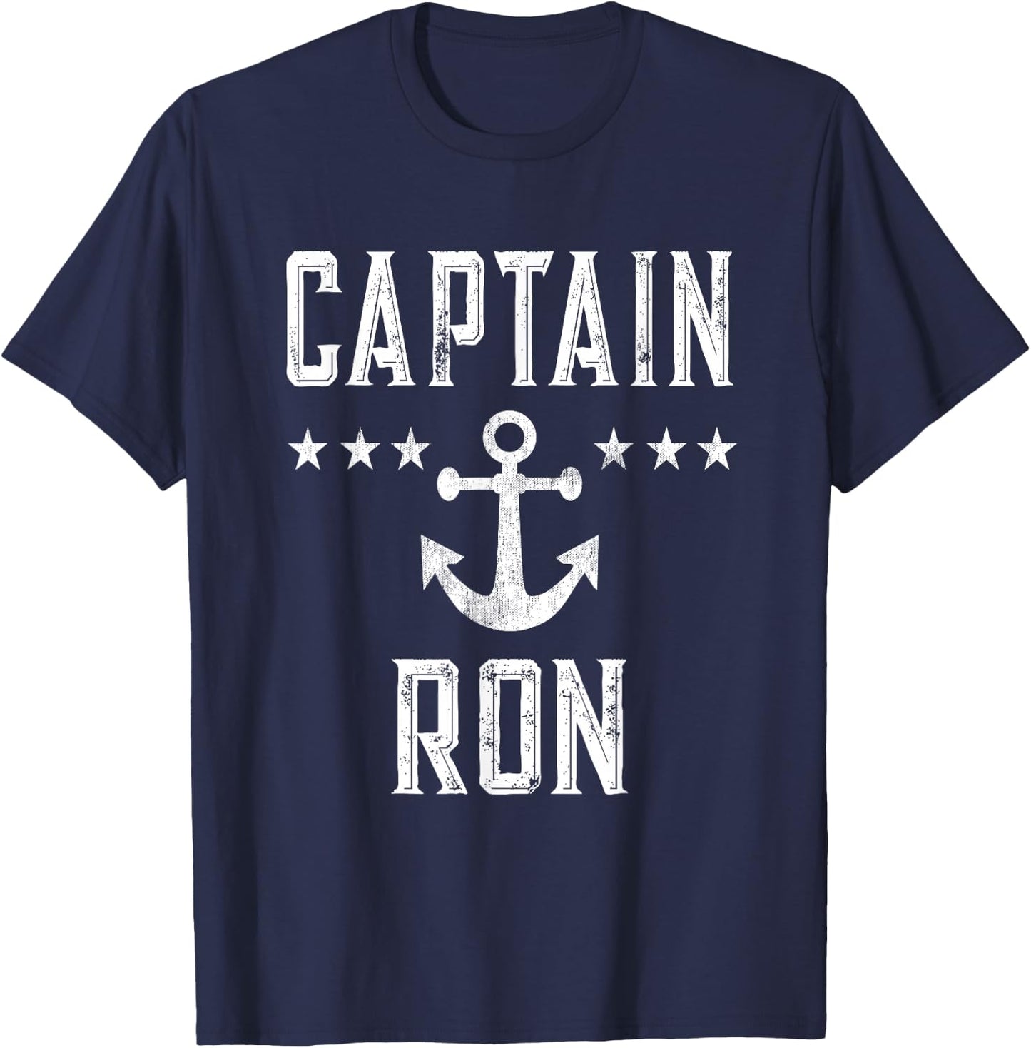 Vintage Captain Ron Family Cruise or Lake Boating T-Shirt - T-Shirt | Navy