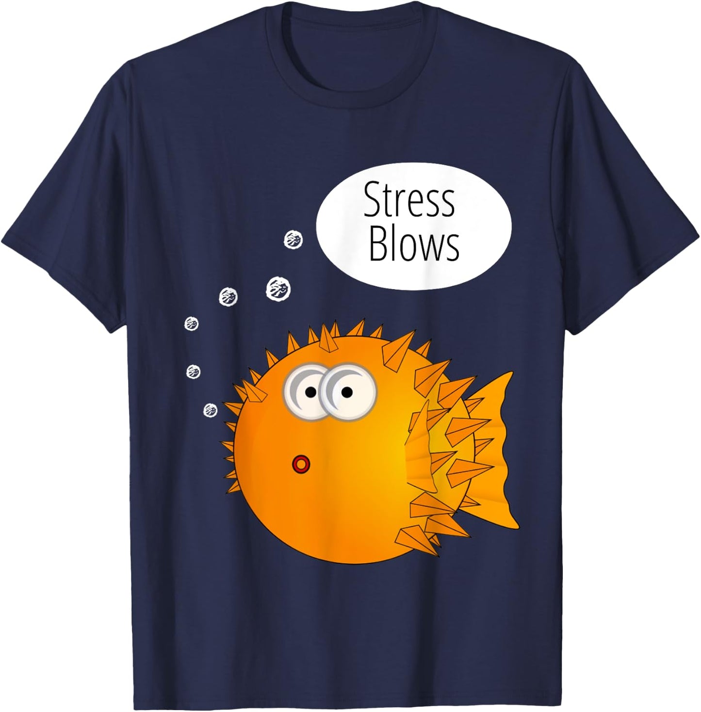 Cool Stress Blows Blow Fish Beach Top Gifts Men Women Kids T-Shirt - T-Shirt | Navy