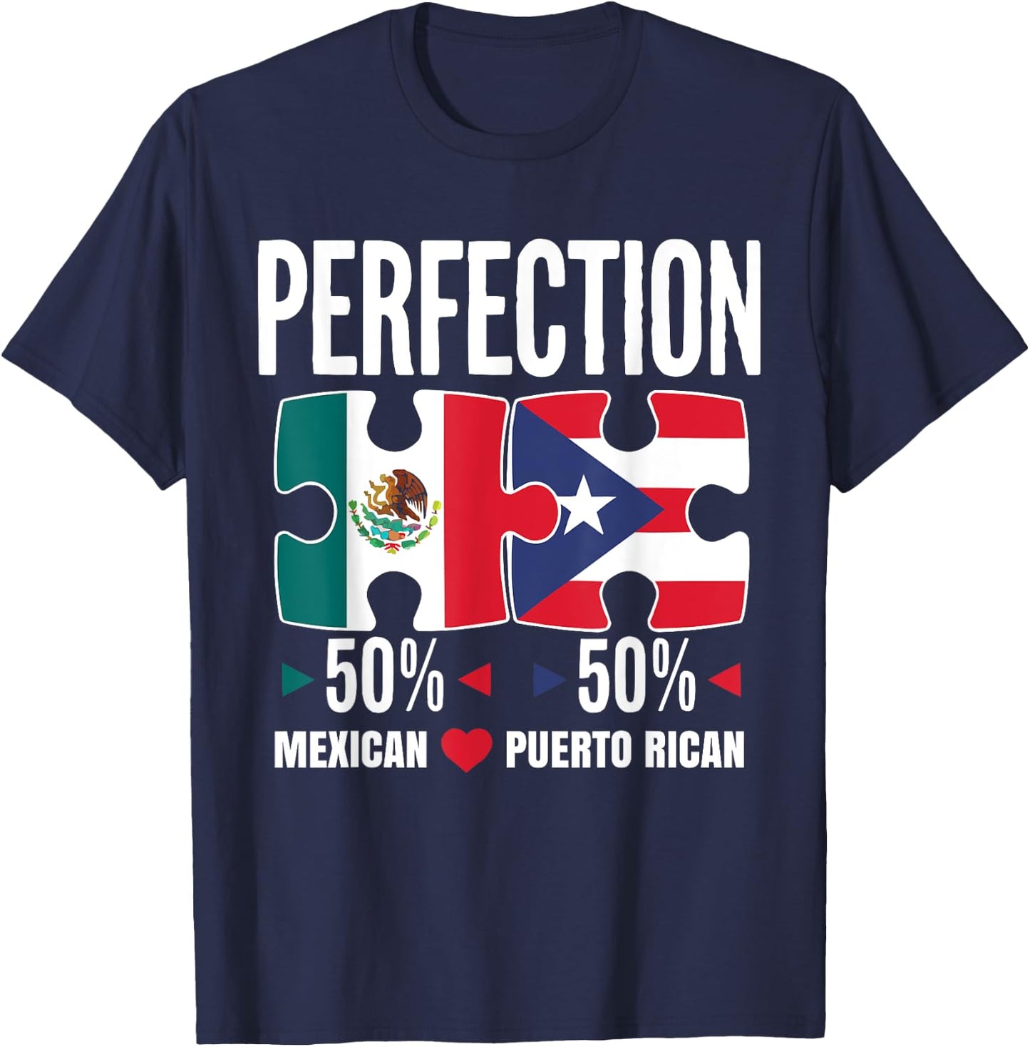 Half Mexican Half Puerto Rican Puerto Rico Flag Mexico T-Shirt - T-Shirt | Navy