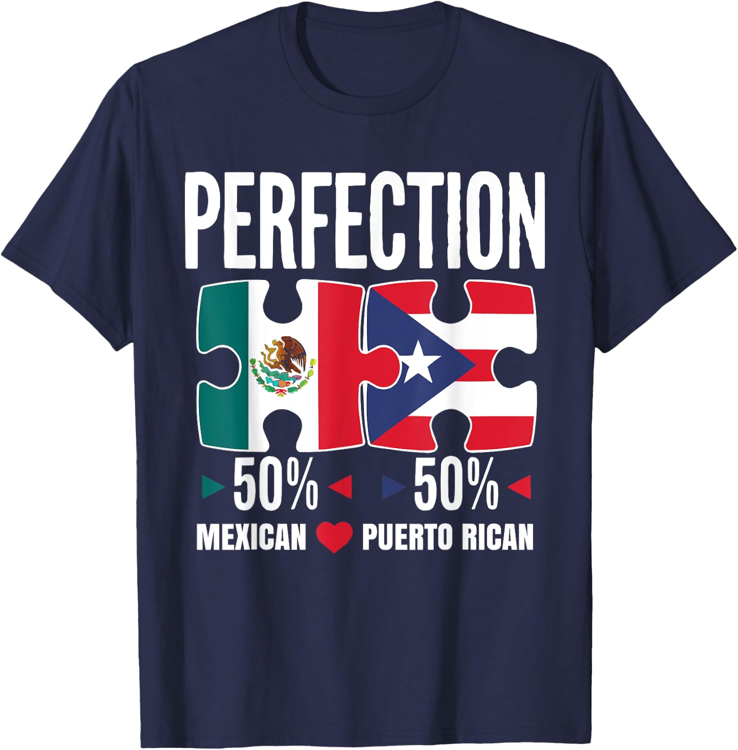 Half Mexican Half Puerto Rican Puerto Rico Flag Mexico T-Shirt - T-Shirt | Navy