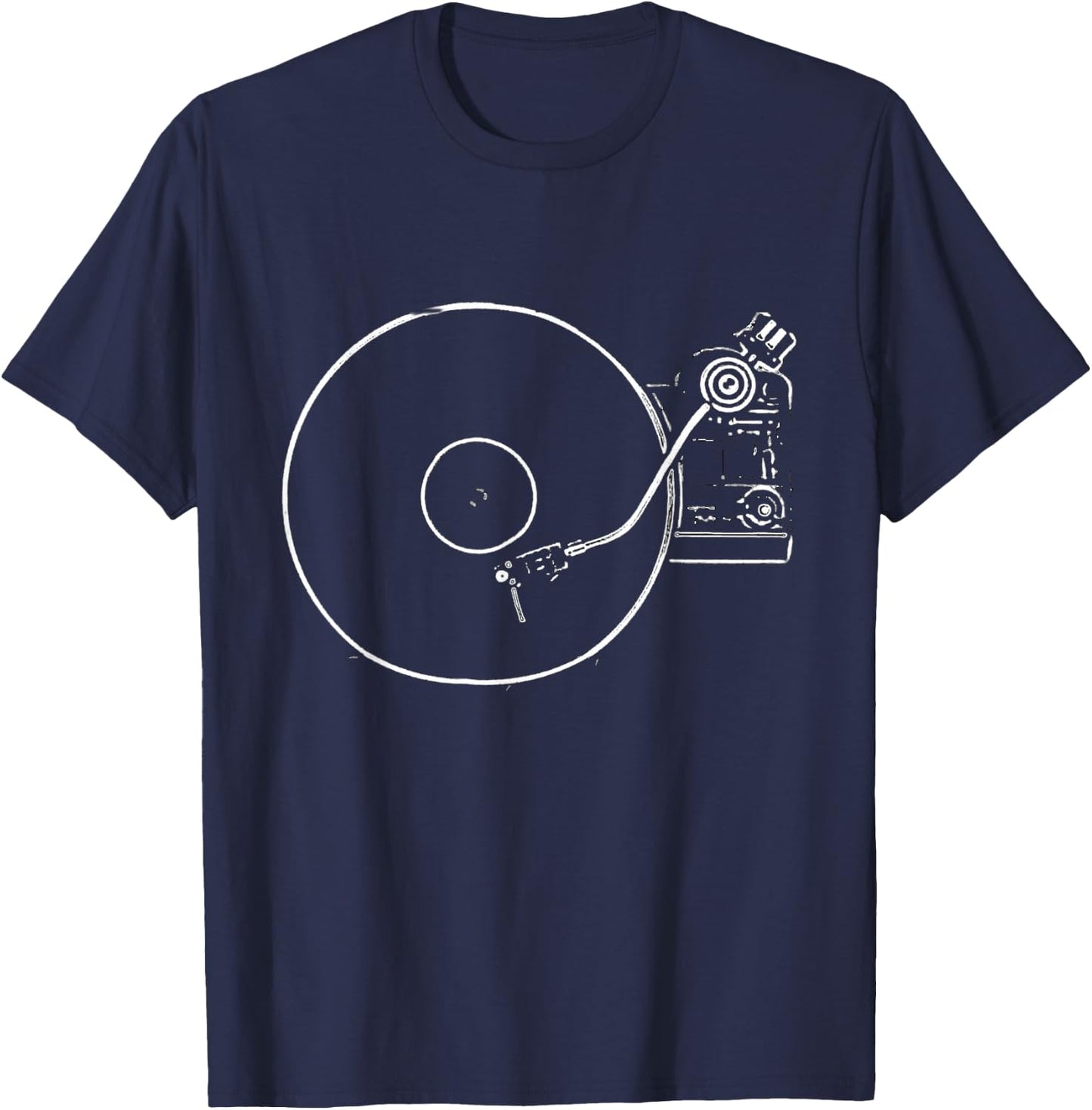 Vinyl Record Player Sketch Drawing T-Shirt - T-Shirt | Navy