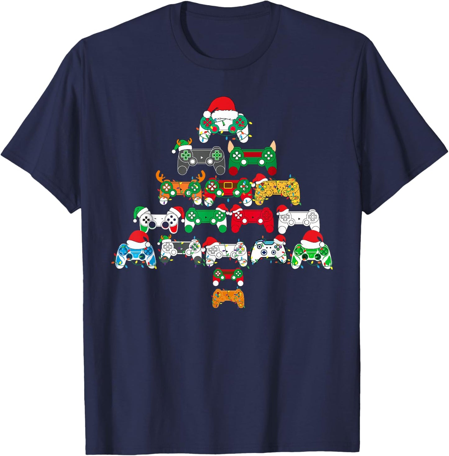 Funny Video Game Controller Christmas Tree Gamer Boys Kids T-Shirt - T-Shirt | Navy
