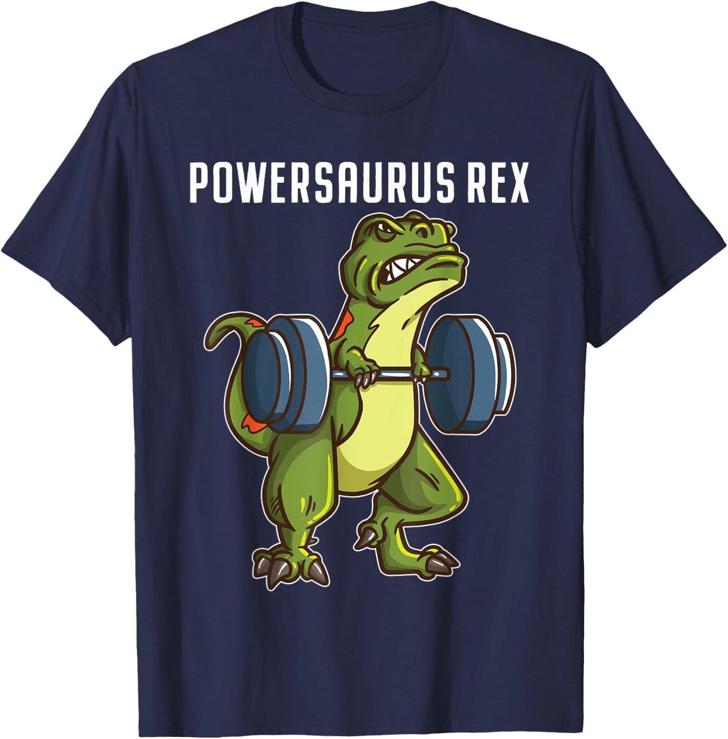 I Love Dinosaur and Fitness Co. Funny T Rex Powerlifting Weightlifting Gym Workout Boys Gift T-Shirt - T-Shirt | Navy