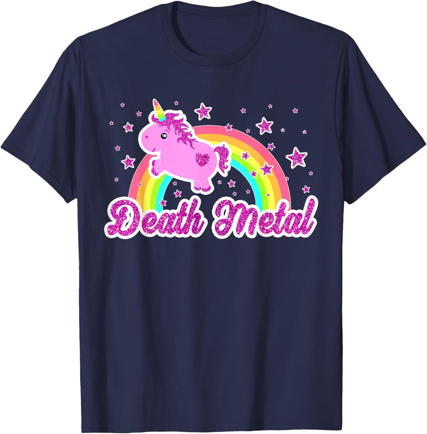 Death Metal Music Funny Ironic Cool Unicorn Festival T-Shirt - T-Shirt | Navy