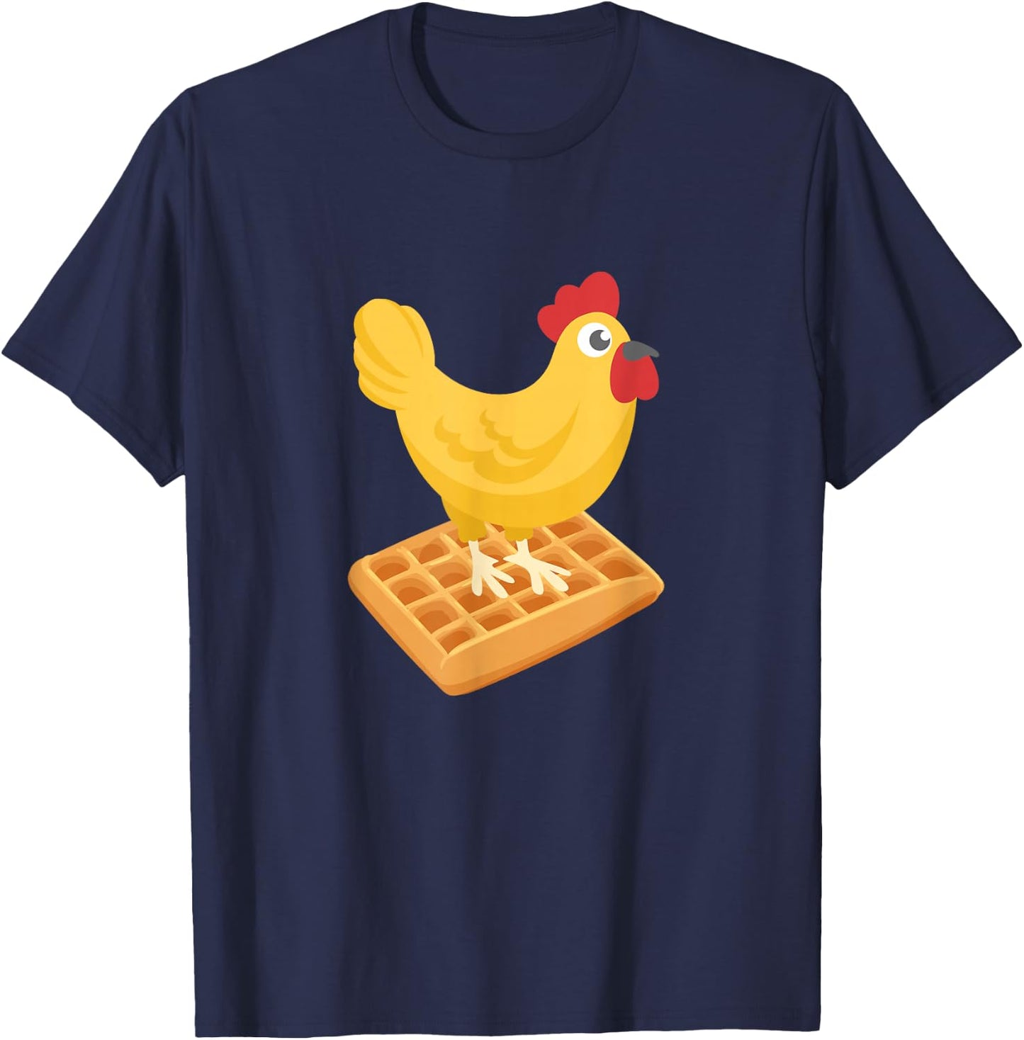 Chicken & Waffles Funny Breakfast T-Shirt - T-Shirt | Navy
