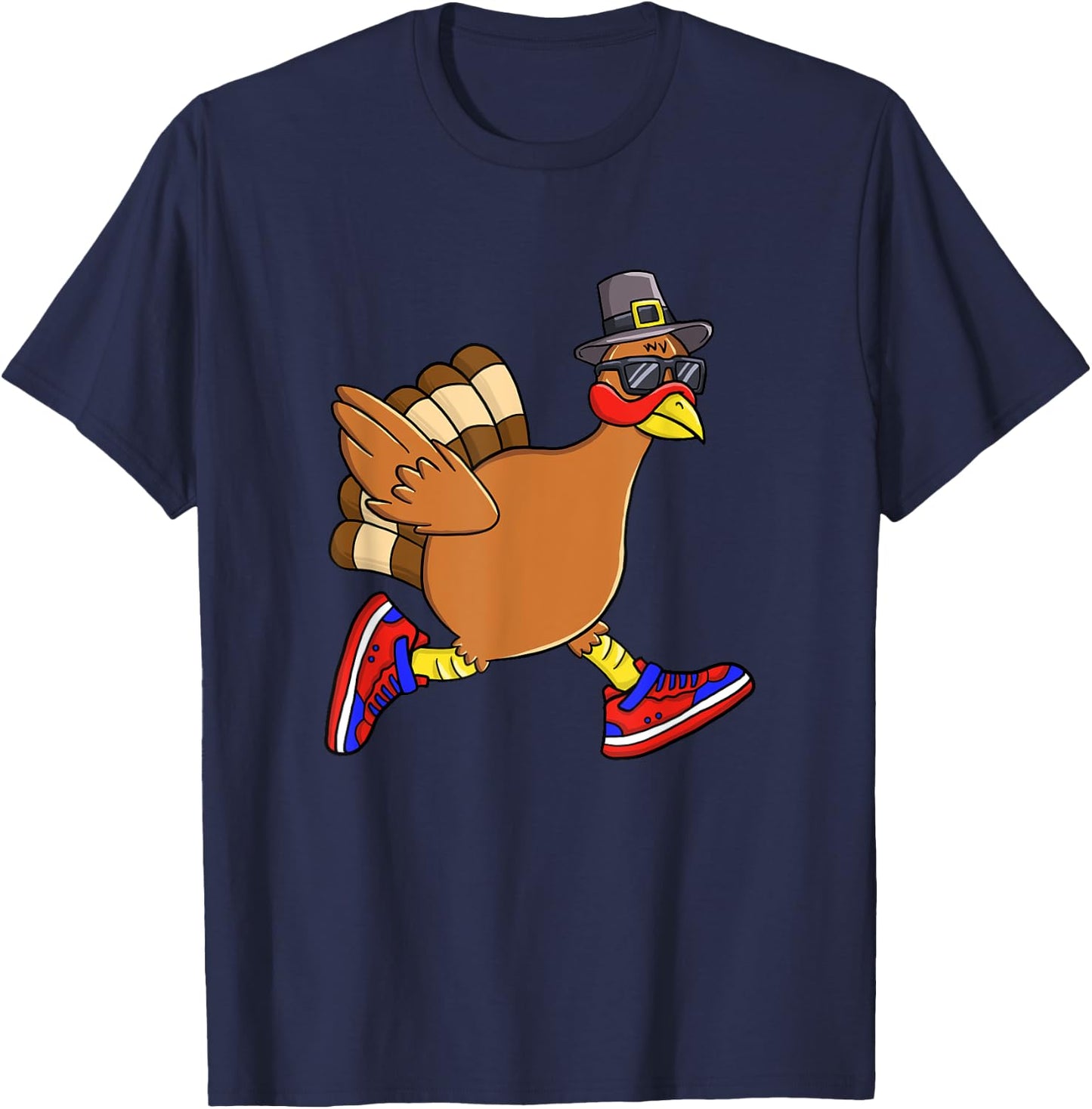 Turkey Trot Funny Thanksgiving Day Running 5K Pilgrim Gift T-Shirt - T-Shirt | Navy