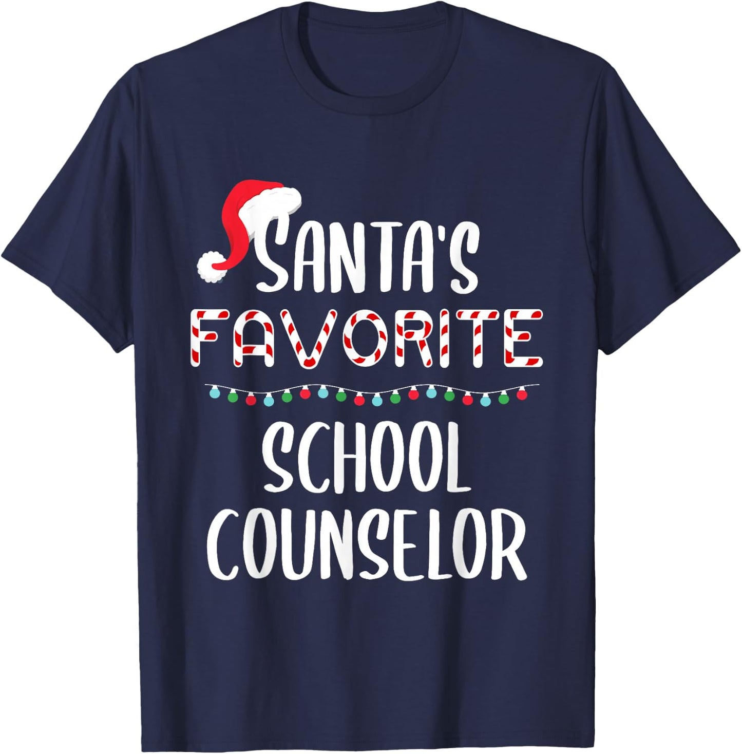 Santas Favorite School Counselor Pajamas Christmas Xmas T-Shirt - T-Shirt | Navy