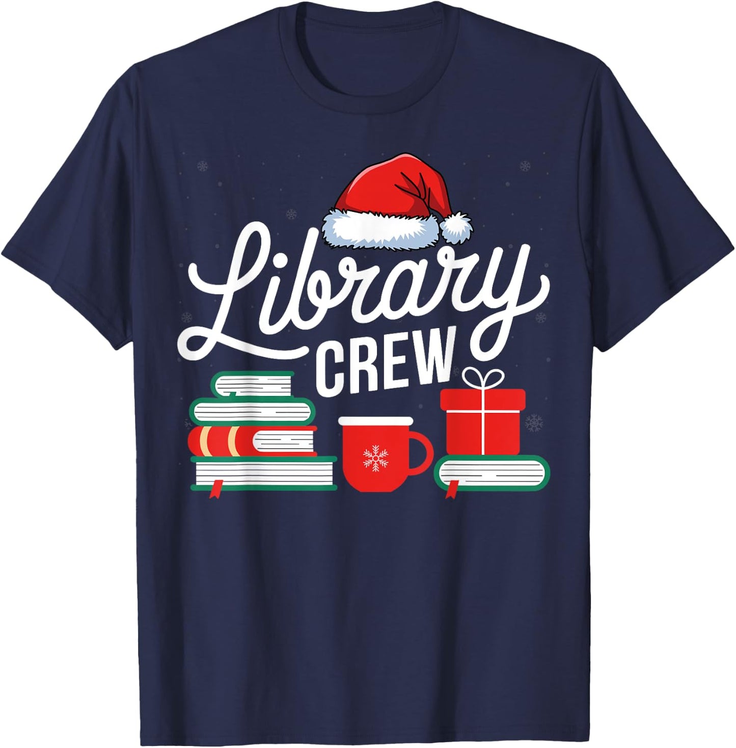 Library Crew Book Lovers Librarian Xmas Holiday Christmas T-Shirt - T-Shirt | Navy