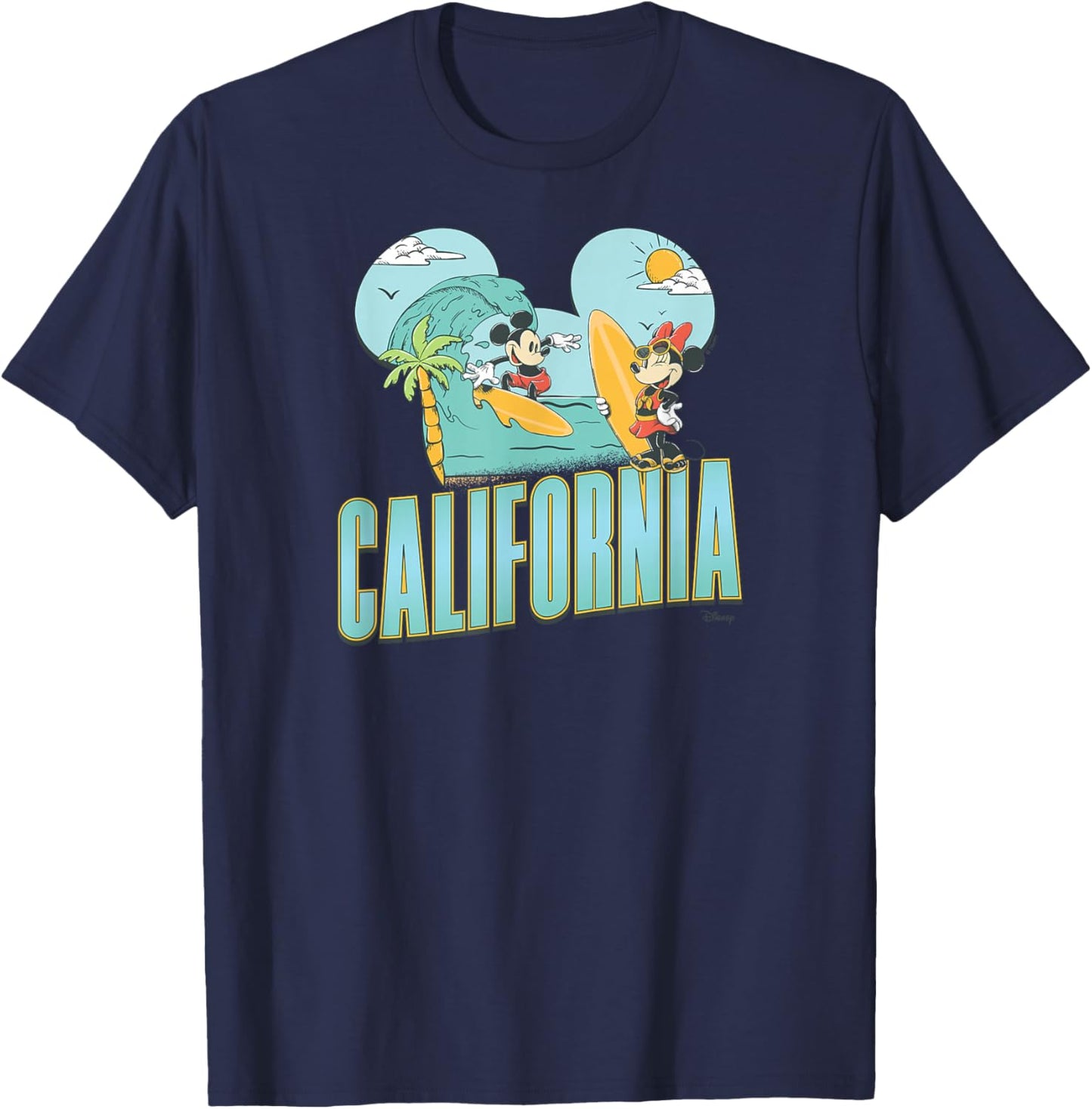 Disney California Surf Mickey and Minnie Mouse T-Shirt - T-Shirt | Navy