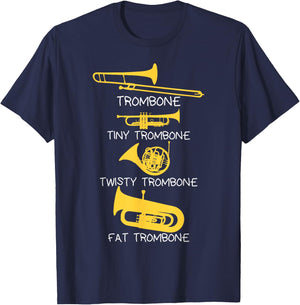 Funny Types of Trombone Player , Marching Jazz Band T-Shirt - T-Shirt | Navy