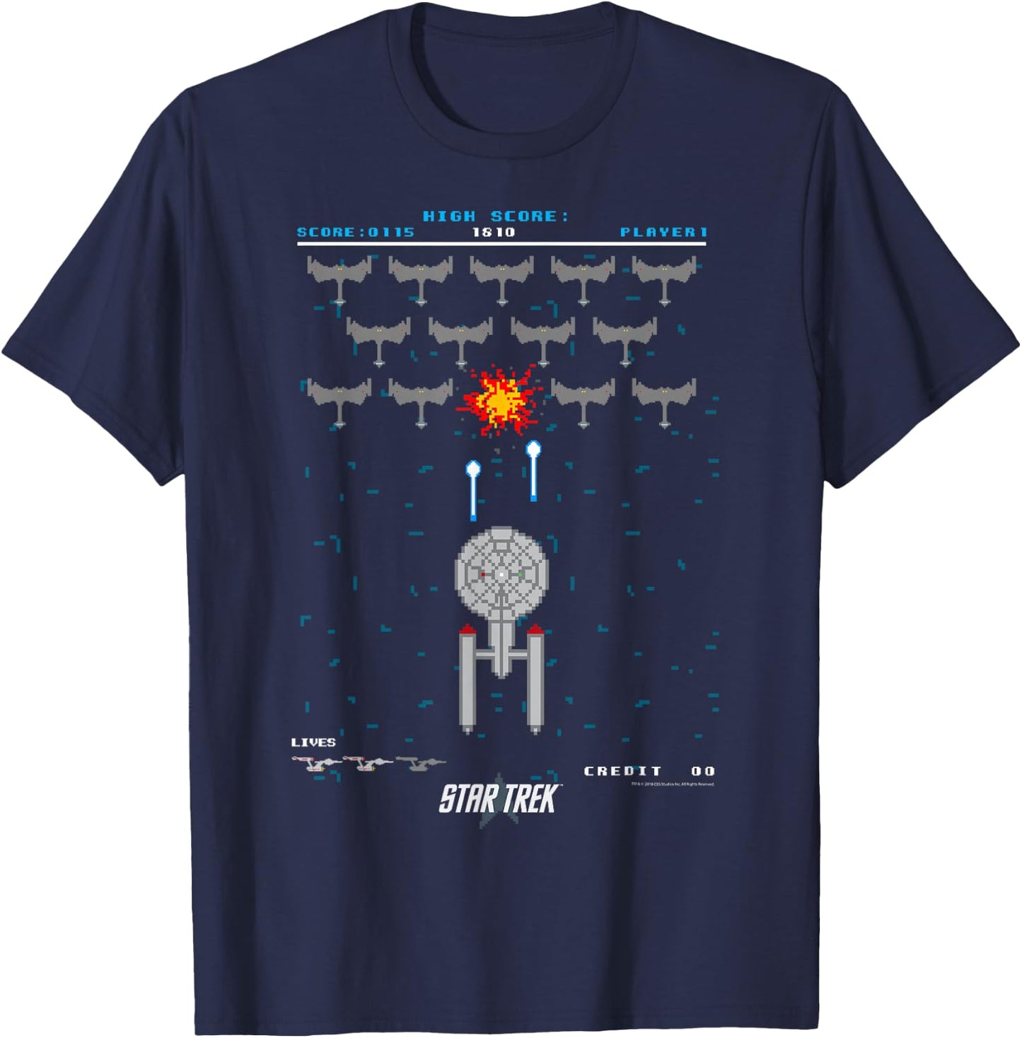 Star Trek: The Original Series Pixel Space Battle T-Shirt - T-Shirt | Navy