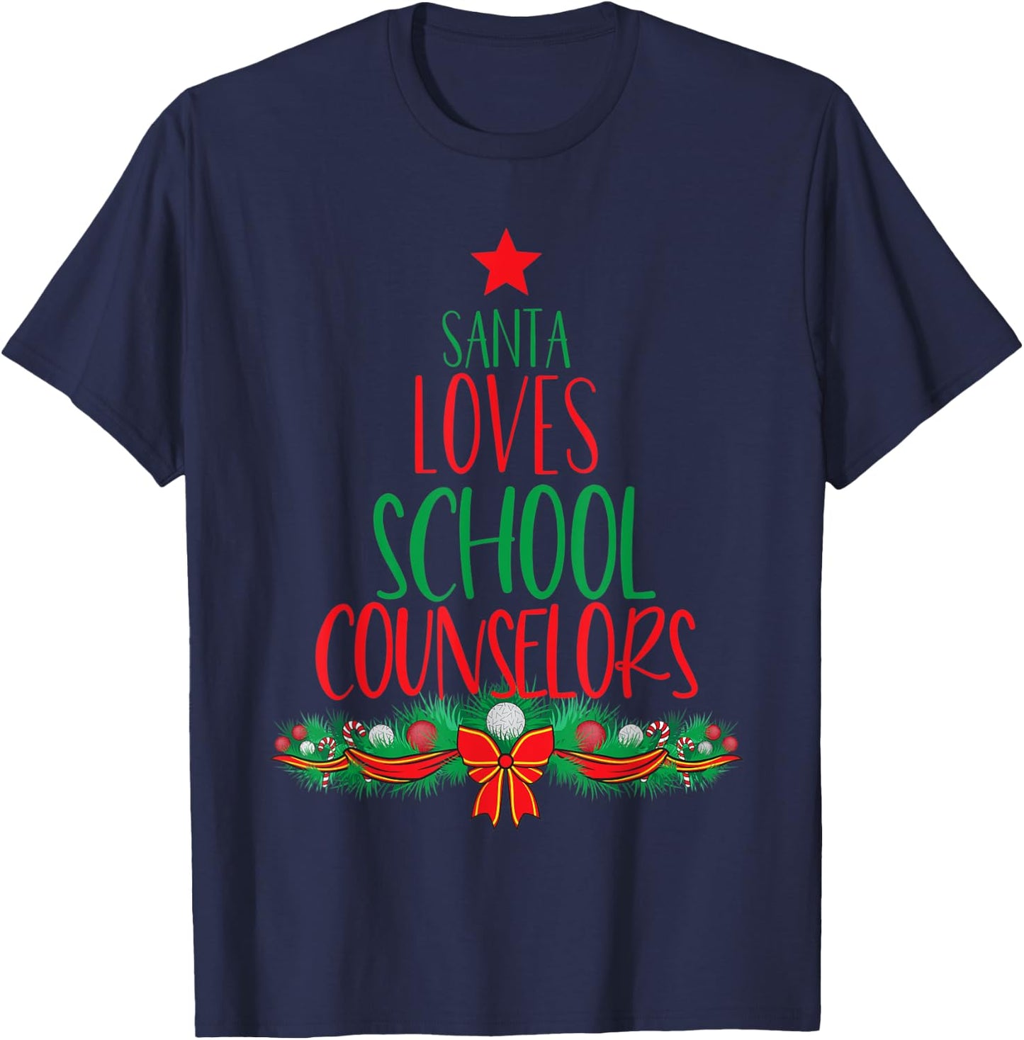 School Counselor Christmas Shirt Funny Appreciation Gift T-Shirt - T-Shirt | Navy