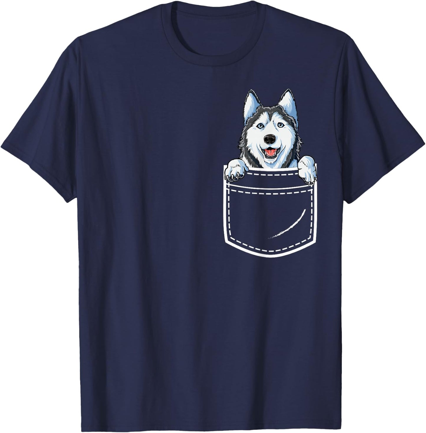 Siberian Husky in Your Front Pocket T Shirt Dog Lover Gifts T-Shirt - T-Shirt | Navy