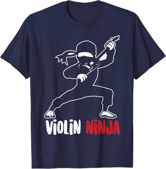 Violin Ninja Cute Violinist Musician Funny Music Player Gift T-Shirt - T-Shirt | Navy