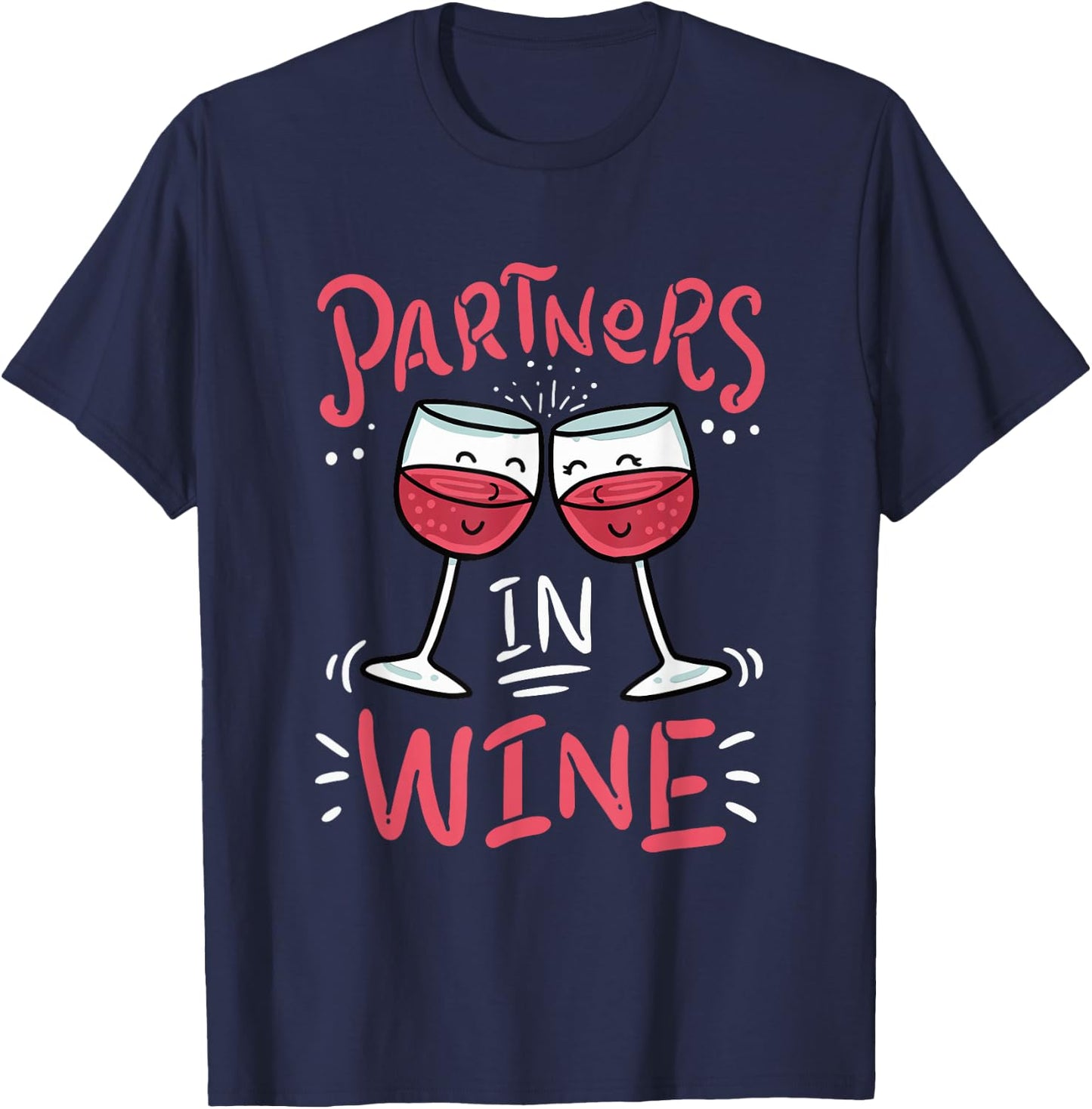 Partners in Wine, Funny Drinking T-Shirt - T-Shirt | Navy