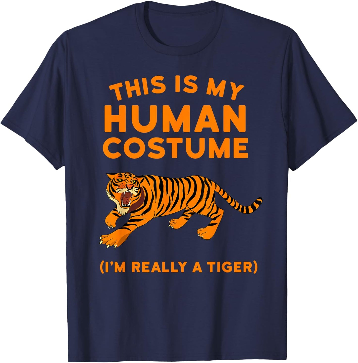 Tiger Shirt Kids Men Women - Human Costume Tiger T-Shirt - T-Shirt | Navy
